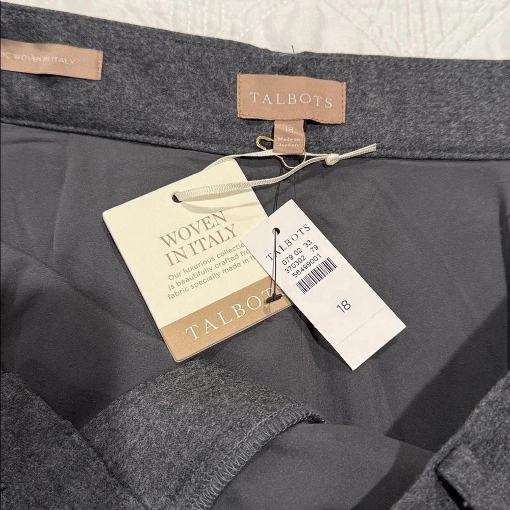 NWT Talbots Gray Italian Wool Wide Legs Dress Pants Women's 18 fully lined - Picture 5 of 11